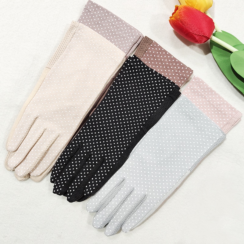 Gants Été Coton Antidérapants Femmes Pois Motif