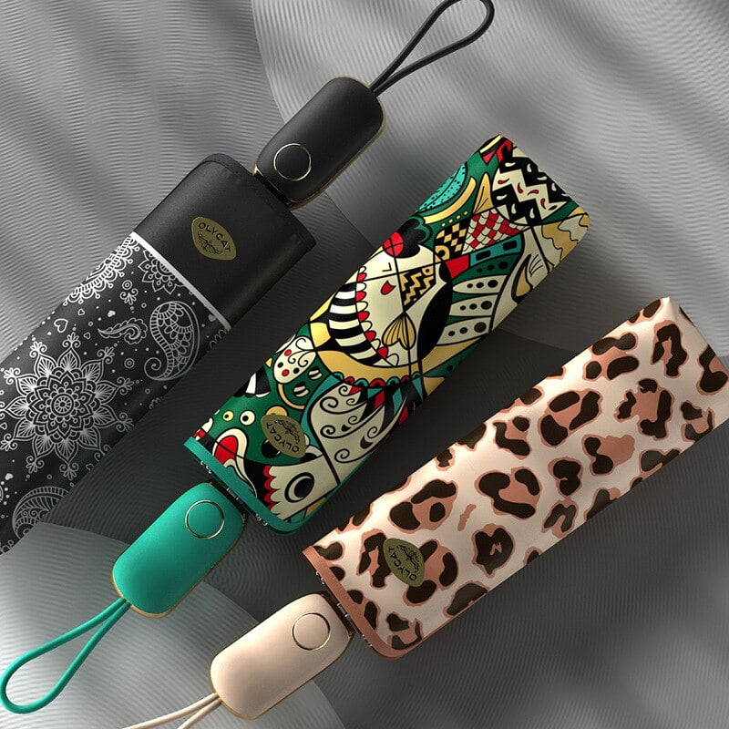 Parapluie portable entièrement automatique pour femme, crème solaire, anti-perruque, soleil, soleil, pluie, utilisation pour les touristes, petit parasol 2