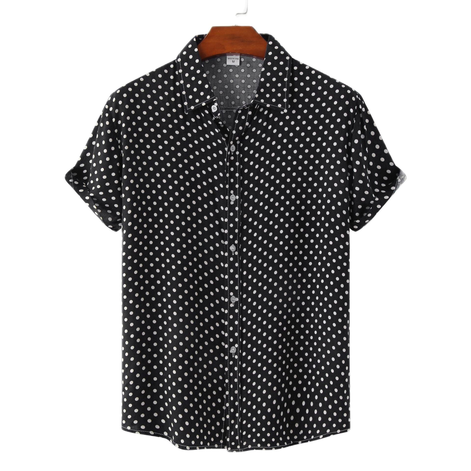 Chemise hawaïenne à pois pour hommes, manches courtes, été, rentabilité ha, chemises de plage, mode décontractée, vacances, chemises en coton, zones me, 2023 1