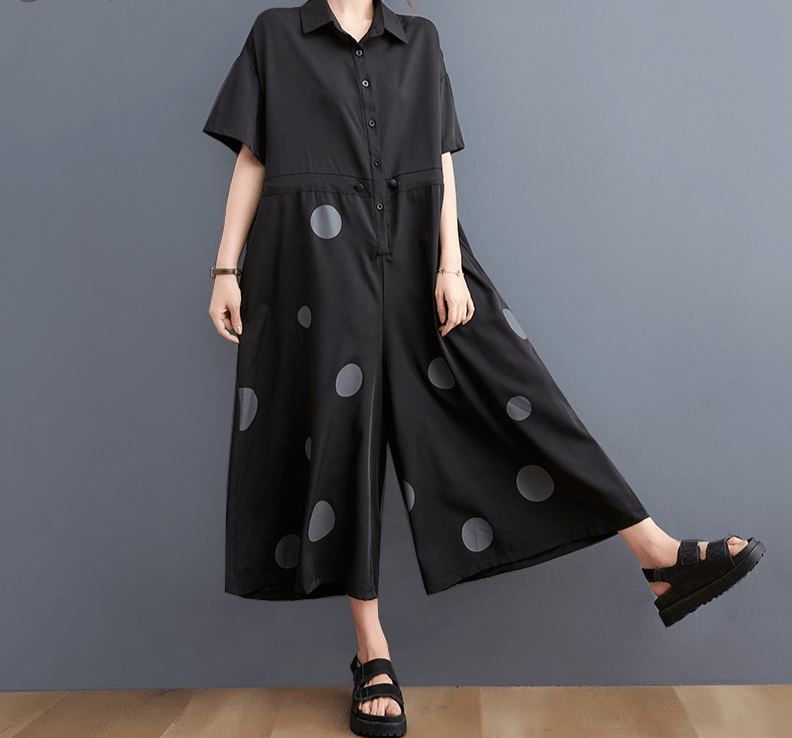 Barboteuse Longue Femme Pois Décontractée