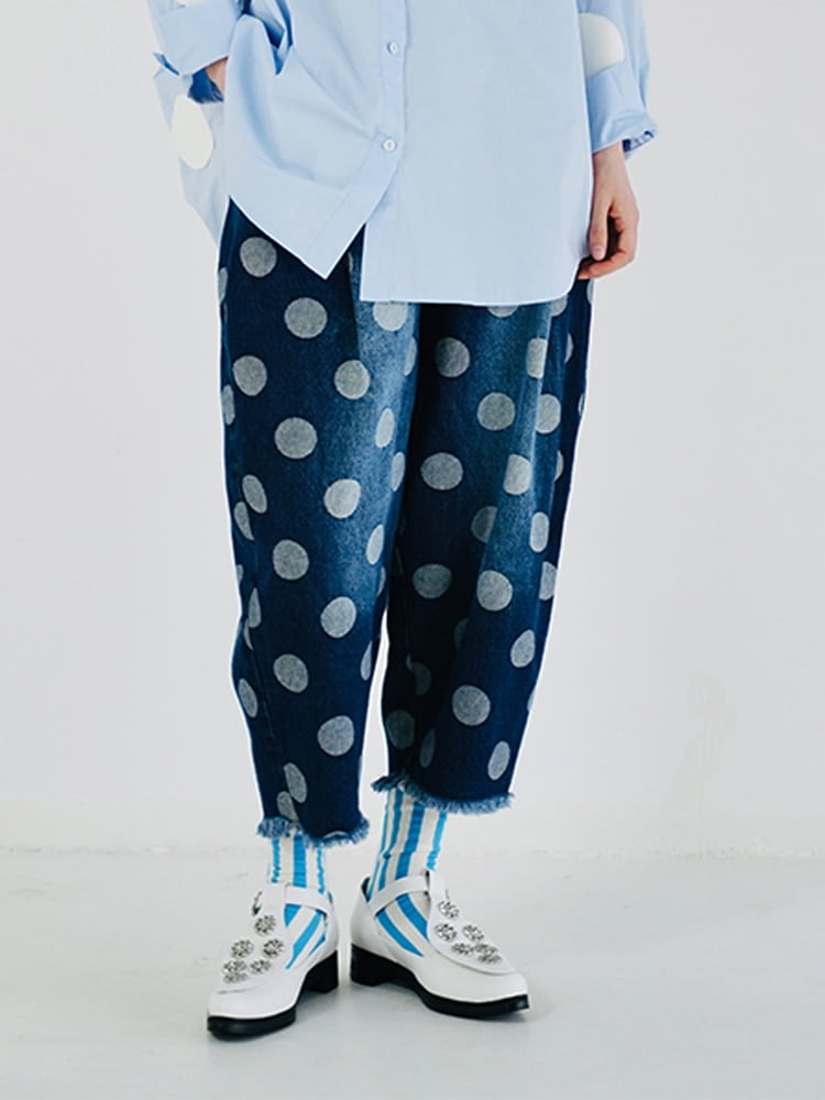 IMAKOKONI Jeans À Pois Conique Décontracté