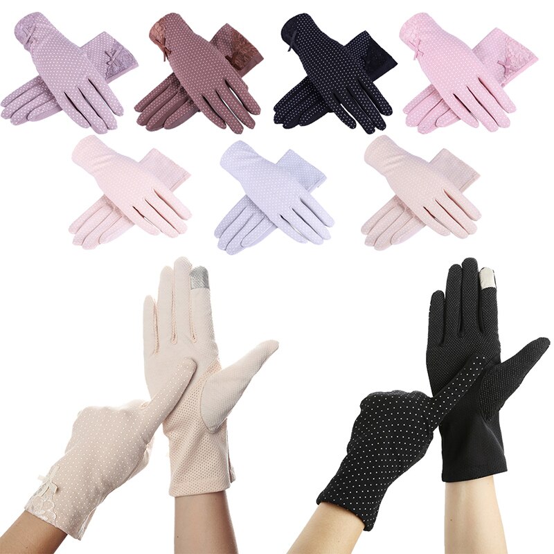 Gants de Conduite Courts en Coton Imprimé à Pois pour Femme, Respirants, Fins, Protection Solaire UV, Nouvelle Mode Été 2023 2
