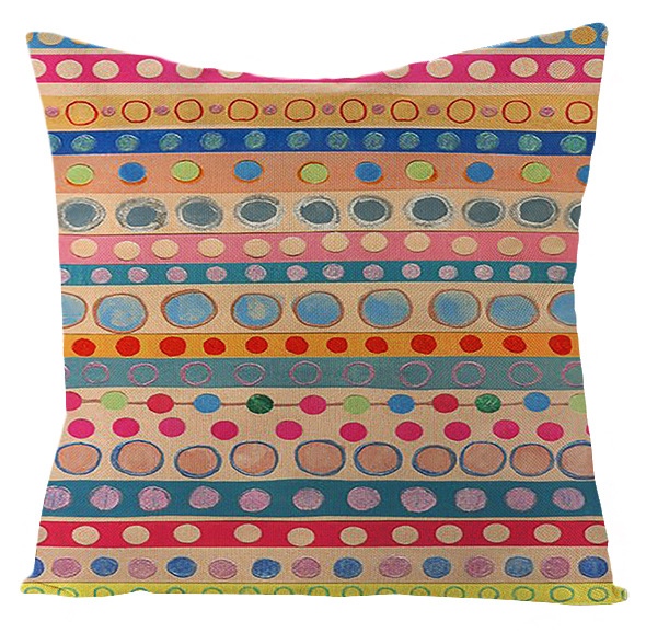 Taie d'oreiller à motifs colorés à pois, taie d'oreiller douce, cercle Mandala, décoration de la maison, canapé, chambre, 45x45 50x50