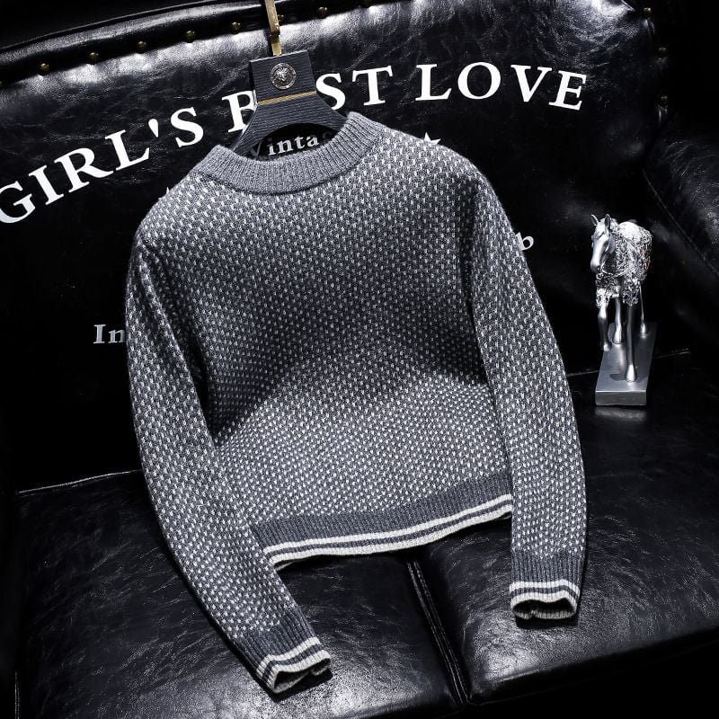 Pull Slim Fit à col rond pour hommes, pulls à col rond, tricots masculins, vêtements de marque, haute qualité, C128, hiver, 2023 2