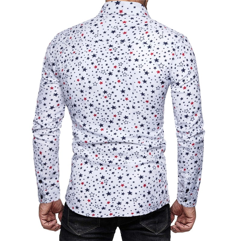 Chemise à manches longues pour hommes, à cinq points, Slim, nouvelle taille européenne, polyvalente, imprimé étoiles, 2020 2