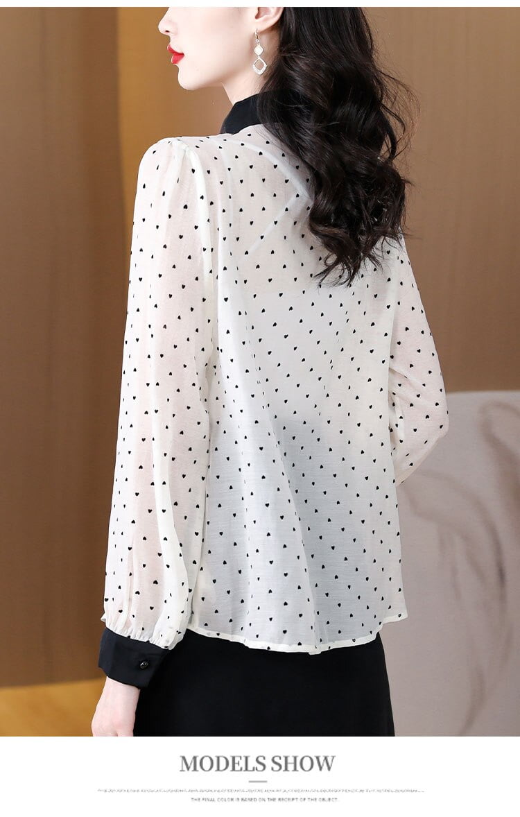 Grande chemise ajustée à manches longues en mousseline de soie pour femme, haut à pois, de style occidental, nouvelle collection printemps/été 2023 2