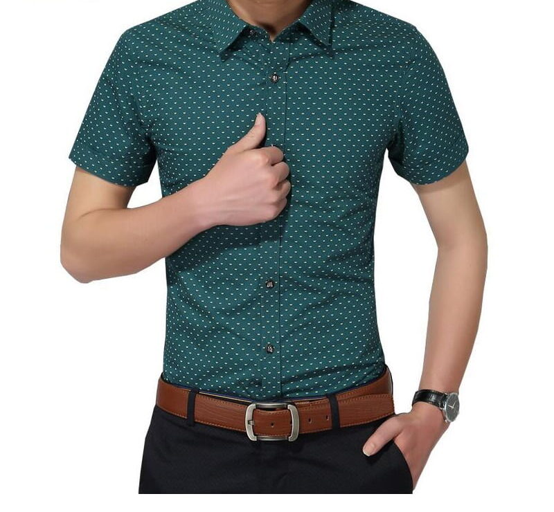 Chemise en coton à manches courtes pour hommes, chemise sociale, chemises décontractées à pois, grande taille, 5XL, nouvelle mode 1