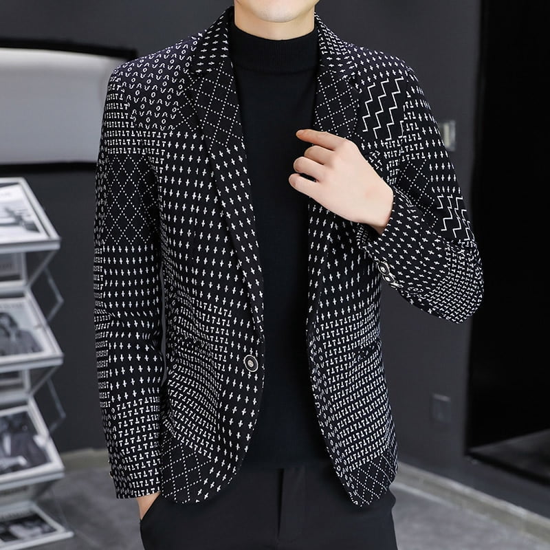 Blazer Pois Homme Streetwear Élégant