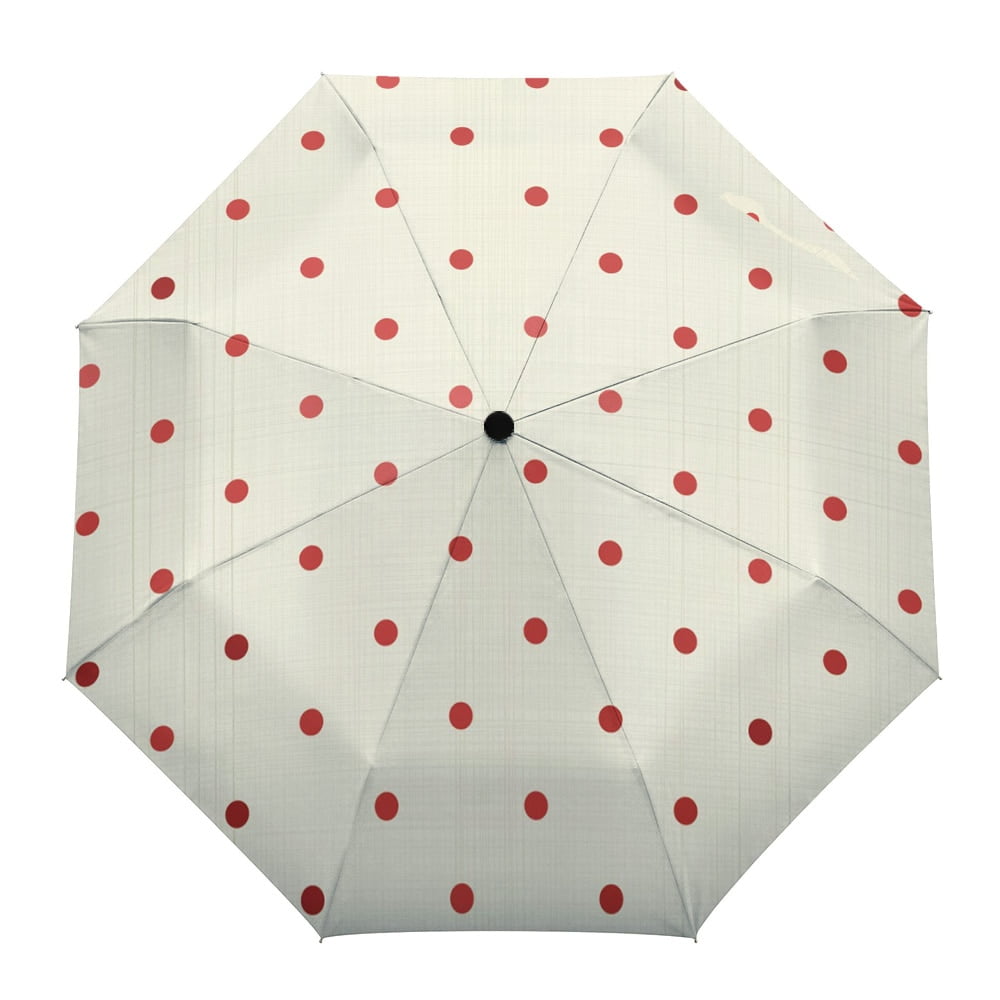 Parapluie Automatique Pois Rouge Beige
