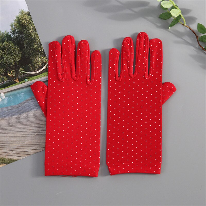 Gants courts à pois pour femmes, 22cm, extensibles, Sexy, à doigts courts, Costume Cosplay, pour femme, pour mariage, spectacle, fête, vêtements quotidiens 2