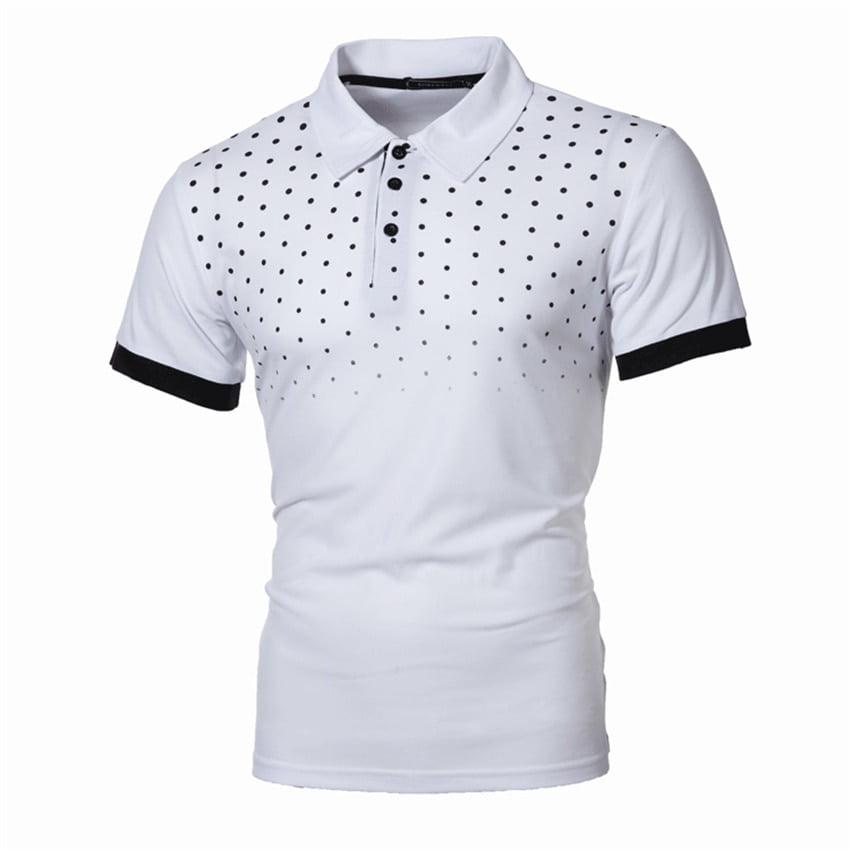 Polo À Pois, Manches Courtes, Coupe Couvrante, Imprimé Mode, 5XL