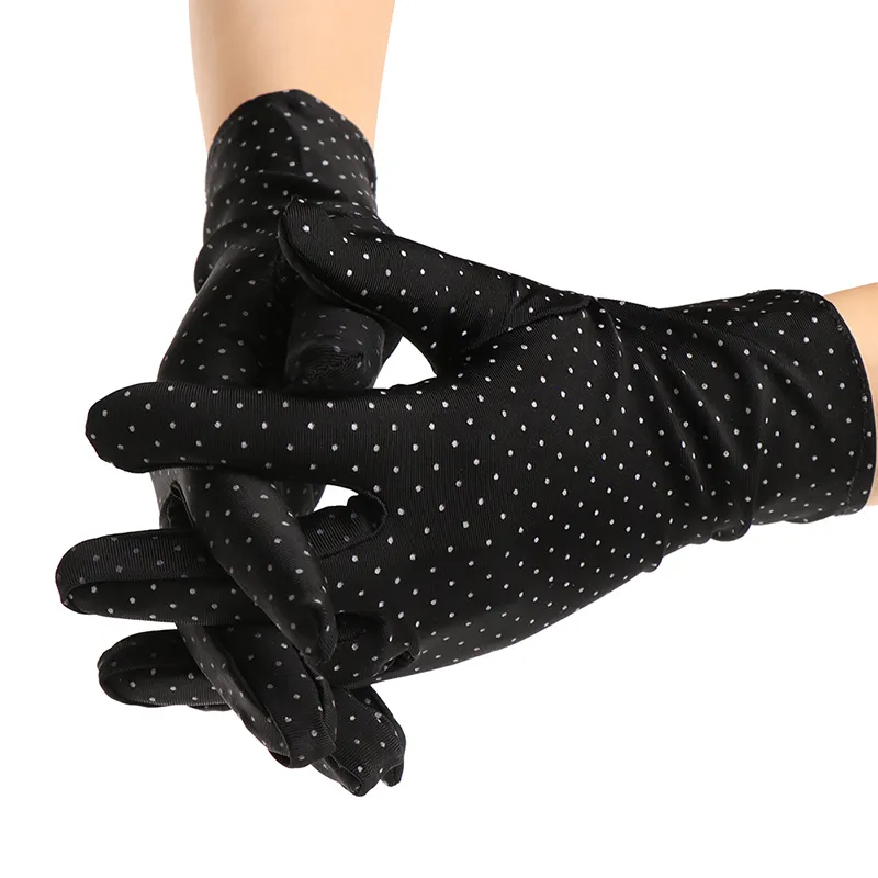 Mitaines de conduite respirantes pour femmes, gants de poignet pour dames, écran tactile fin à pois mignons, écran solaire d'été, tissu 2