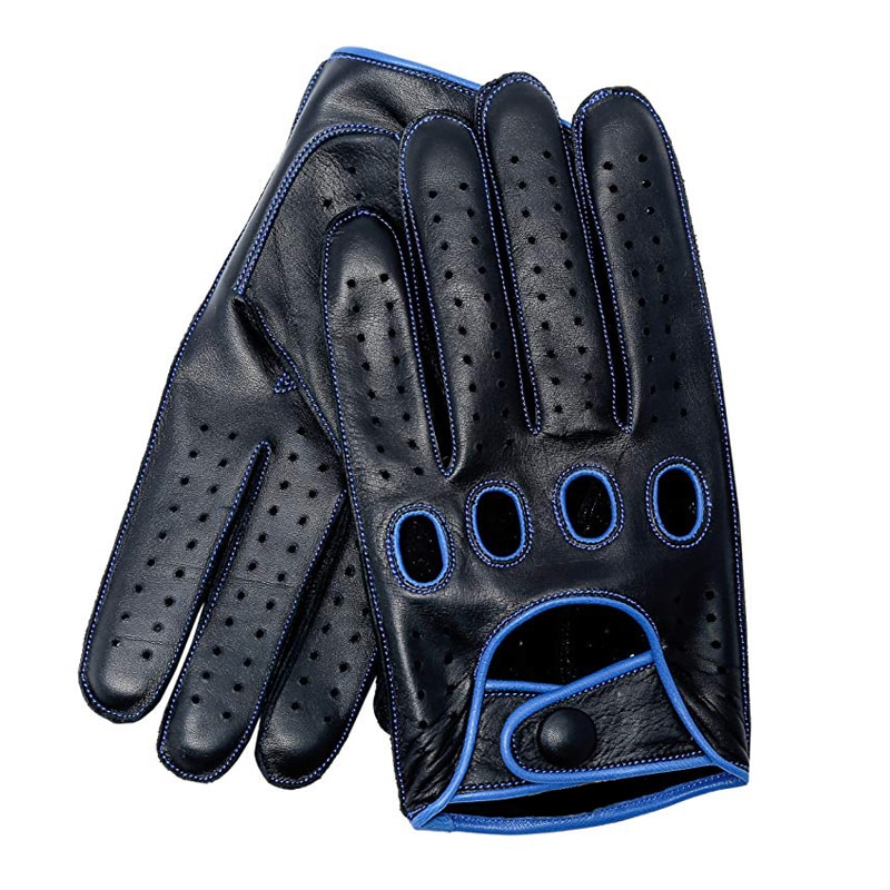 Gants de conduite respirants en cuir véritable pour hommes, mitaines en peau d'agneau, mode masculine, haute qualité 2