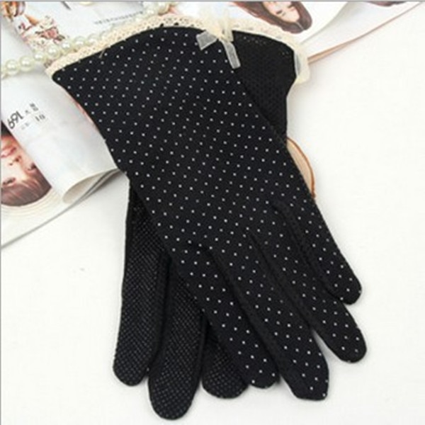 Gants d'été avec nœud à pois pour femmes, Protection solaire fine, gants courts pour la conduite, en coton, 5 couleurs, Harajuku, noir, nouvelle collection, 2019 2
