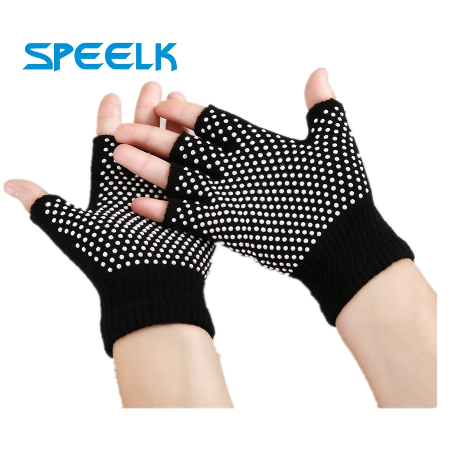 Gants De Yoga À Pois, Demi-Doigt, Coton, Sport, Respirants
