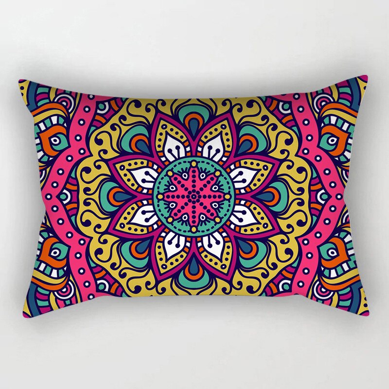 Taie d'oreiller rectangulaire à motif ethnique vintage, housse de coussin Mandala, décoration d'intérieur, canapé-lit 2