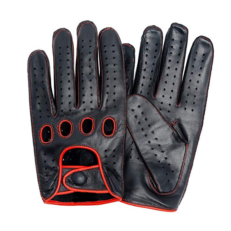 Gants de conduite respirants en cuir véritable pour hommes, mitaines en peau d'agneau, mode masculine, haute qualité