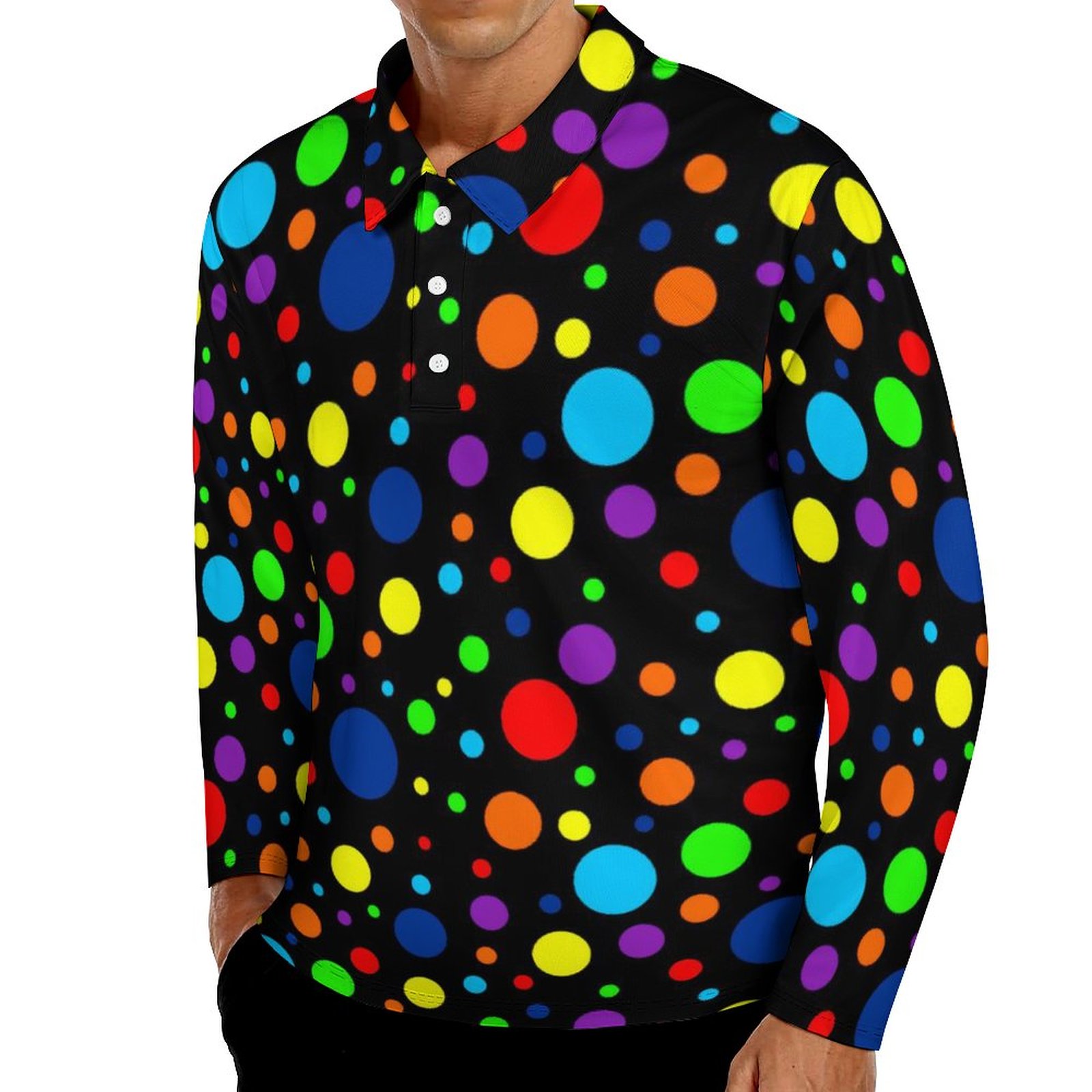 T-Shirt Manches Longues Motif Pois Arc-En-Ciel Tailles XL-6XL