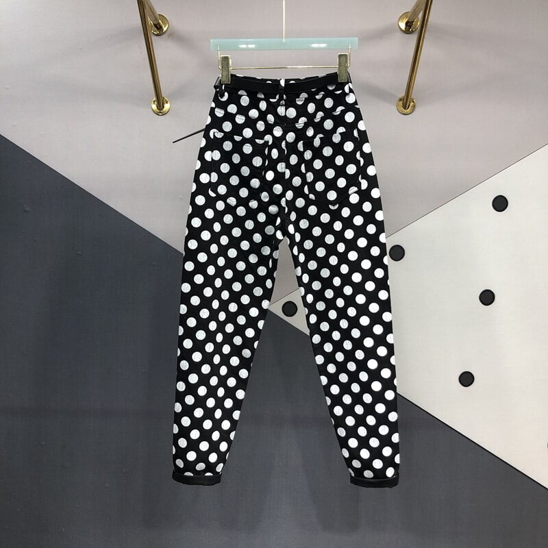 Jean sarouel imprimé à pois pour femme, pantalon en Denim, taille haute, amincissant, ample, fuselé, nouvelle mode printemps été 2023 2