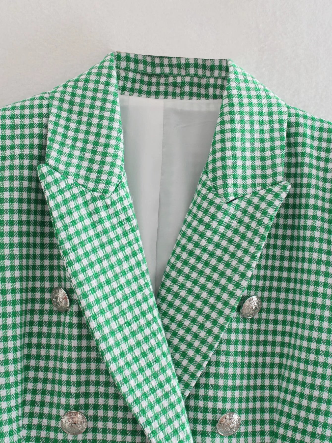 SLTNX TRAF-Blazer à Carreaux pour Femme, Chic, à Double Boutonnage avec Poche, Décontracté, à la Mode, 2023 2