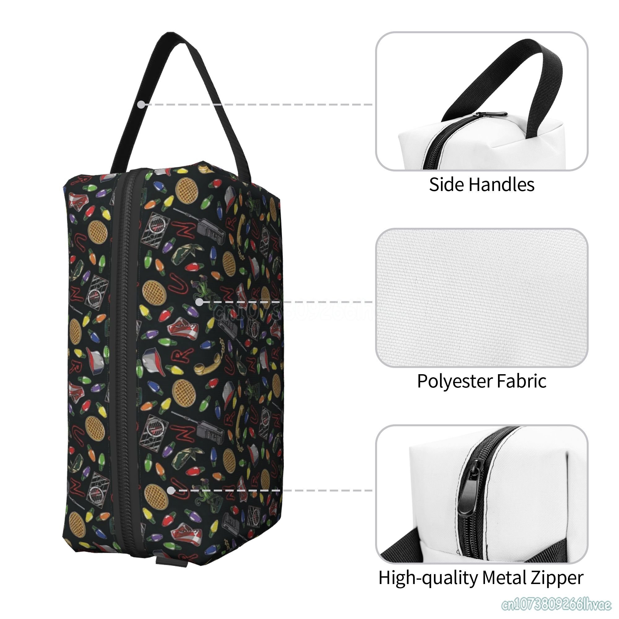 Stranger School Things-Sacs à cosmétiques portables de grande capacité, trousse de toilette, trousse de maquillage pour femmes et hommes, sac de voyage, sacs de rangement 2