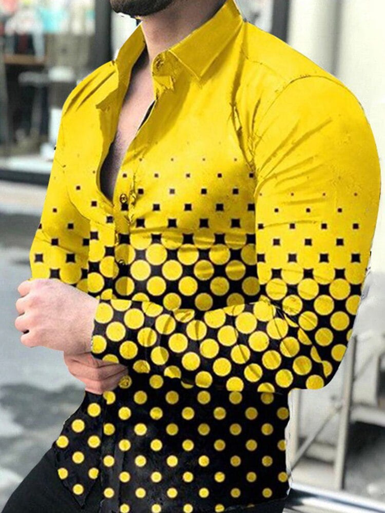 Chemise à manches longues pour homme, vêtement décontracté à pois, imprimé Paisley, tenue de soirée 2