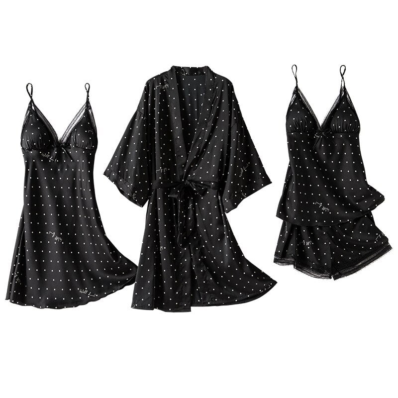 Ensemble de chemise de nuit 2 pièces pour femmes, vêtements de nuit de printemps, pyjama à bretelles Sexy, Kimono, vêtements de maison 2