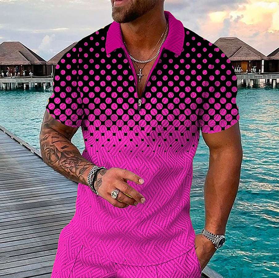 Polo imprimé à pois pour hommes, chemise à manches courtes, grand, vêtements vintage, mode décontractée, été 2