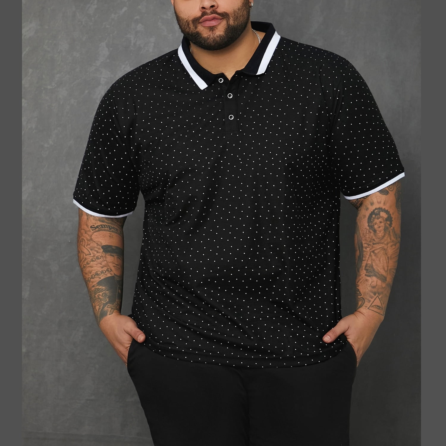 Polo À Pois Homme Taille XL-5XL