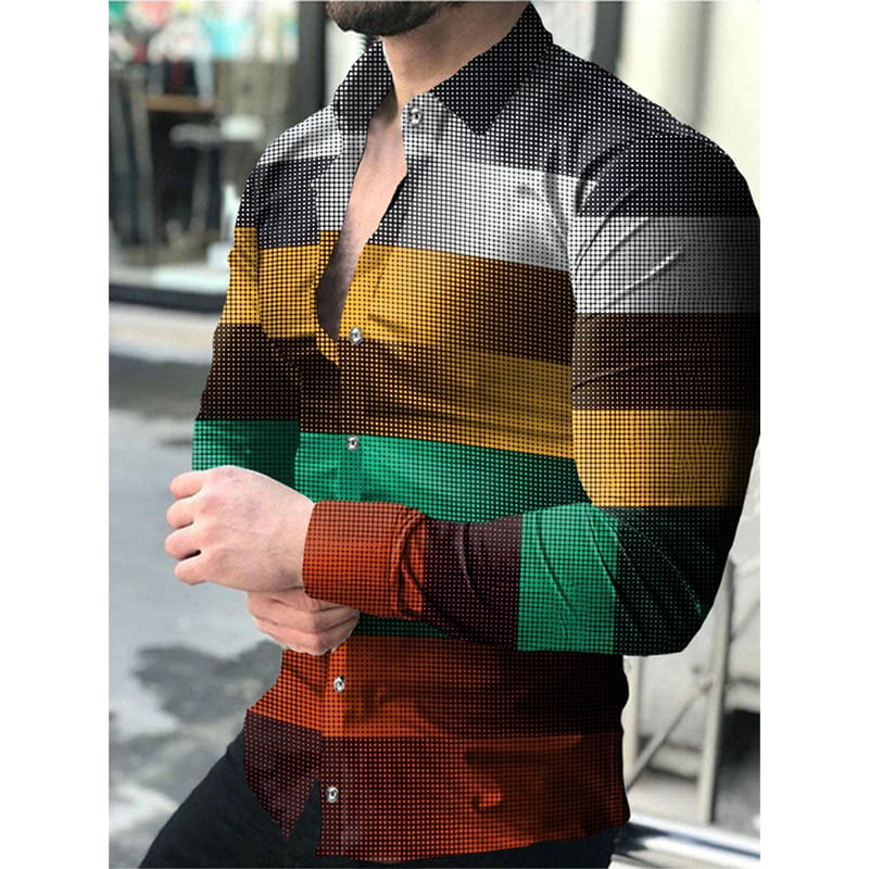 Chemises de luxe à manches longues pour hommes, chemise respirante décontractée, imprimé à pois, vêtements pour hommes, cardigan de soirée club, chemisiers, mode 2