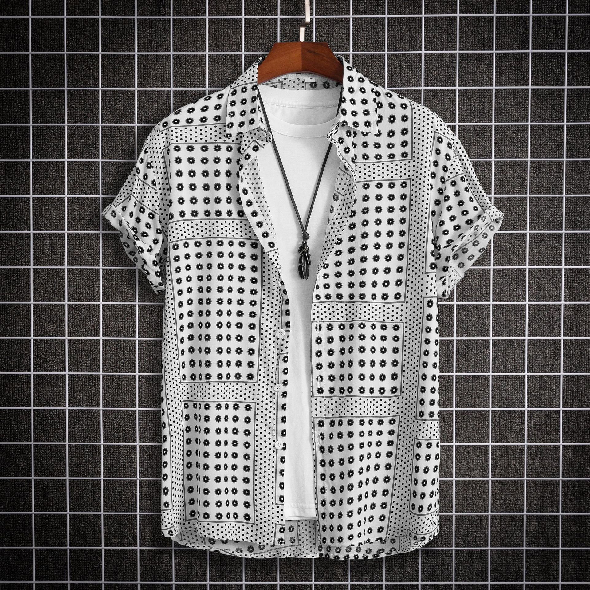 Chemise hawaïenne d'été pour hommes, haut à manches courtes, vêtements graphiques à pois, streetwear respirant, chemise Y-Men, 5XL, mode 1