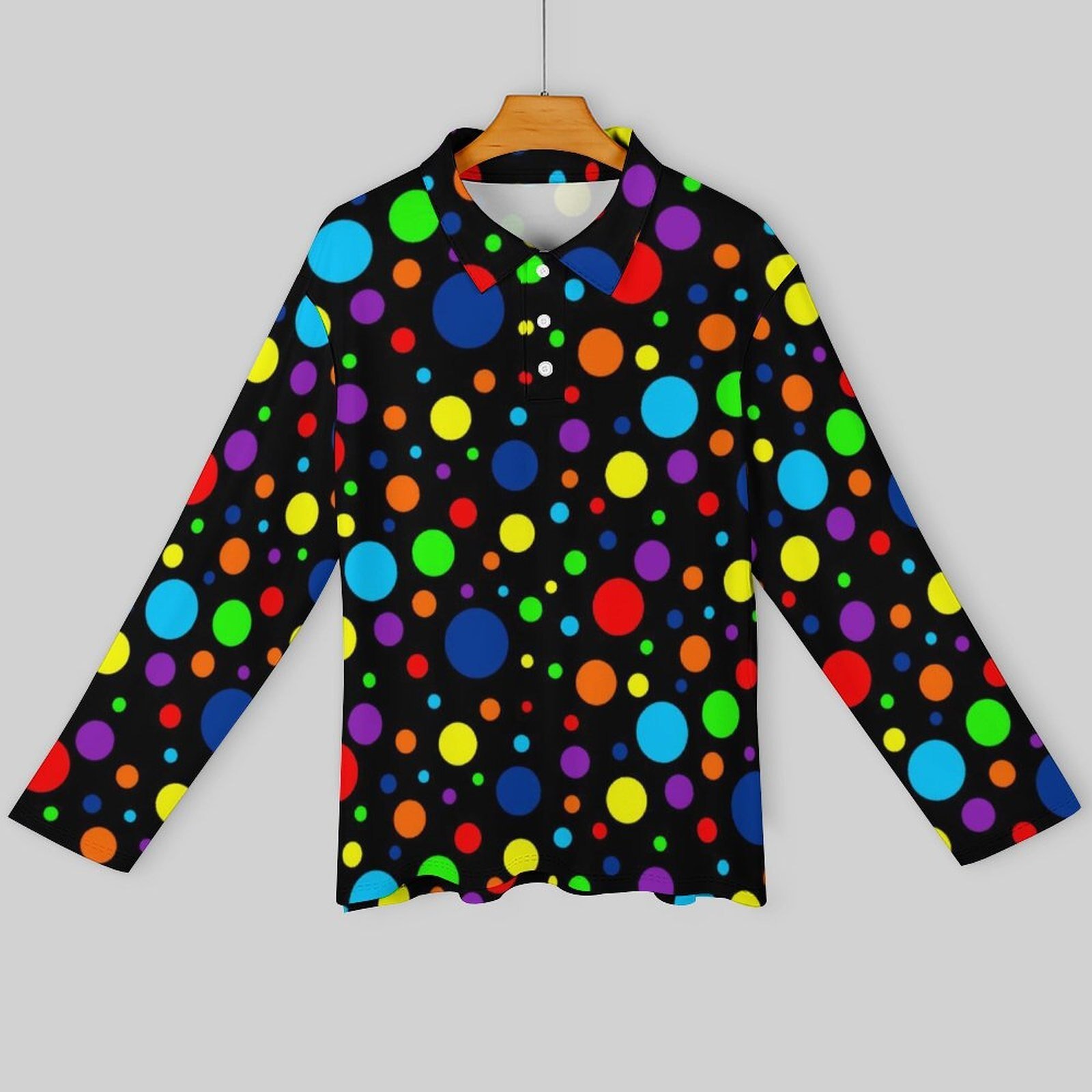 T-shirt à manches longues pour homme, haut décontracté, imprimé à pois arc-en-ciel, grande taille, 5XL, 6XL 2