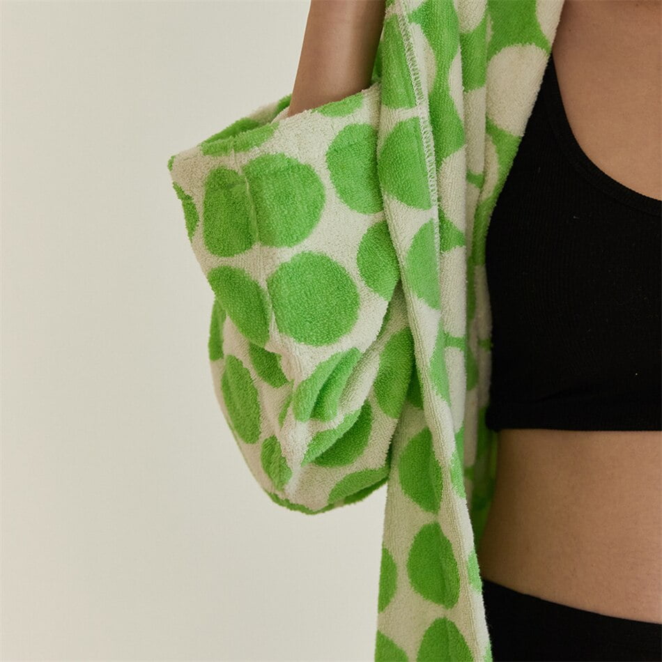 Peignoir à capuche rétro à pois pour adultes, petit coton pur frais, peignoirs d'hôtel et de maison, automne et hiver 2
