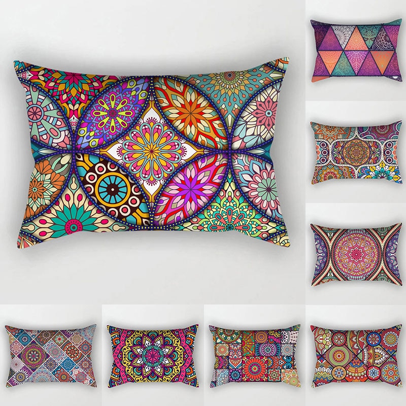 Taie d'oreiller rectangulaire à motif ethnique vintage, housse de coussin Mandala, décoration d'intérieur, canapé-lit