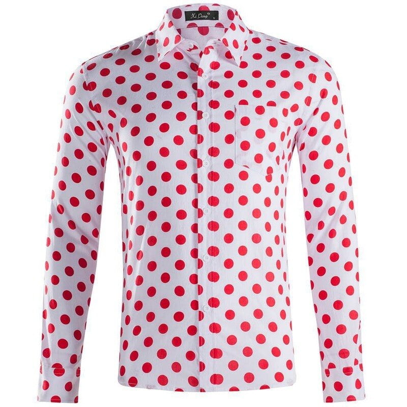 Chemise à manches longues à pois pour hommes, belle taille, mode décontractée, revers, vêtements pour hommes, offre spéciale, nouveau, 2022 1