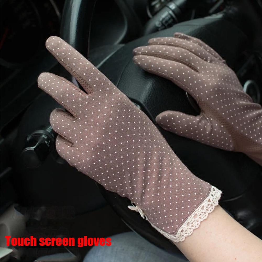 Gants À Pois - Solaires, Dentelle, Patchwork, Tactiles, Respirants