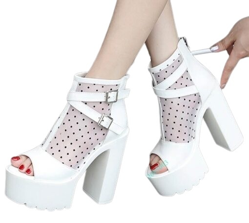 Sandales Sexy Maille Pois Été Femme
