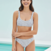 Brassière De Bikini Haut Ajusté Uni Encolure Dégagée Bretelles Nouées Bain Plage Stretch