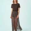 Jupes Longues À Pois Pêche Transparent En Tulle Imprimé Taille Haute Coupe Classique