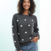 Pulls À Pois Femmes Col Avec Doux Rond Maille Gris Foncé Chiné