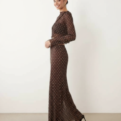 jupes longues à pois tulle cantaloupe géométriques ensemble en marron