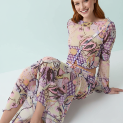 jupe tulle longue géométriques pois ensemble imprimé transparent coupe classique taille fin