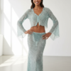jupes longues à pois géométriques tulle stretch transparent taille basse marron