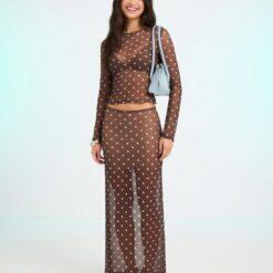 jupes longues à pois transparent tulle en taille basse stretch