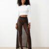 jupes longues à pois transparent tulle marron taille stretch classique fin doux