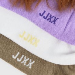 chaussettes à pois rose violet lot de 3 paires en maille violette blanche et beige avec logo jjxx