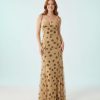 robes moulantes à pois marron tulle structurés longue coutures apparentes beige avec bretelles fines nouees et bustier corset