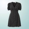 robes noires à pois longue robe petite noir courte a manches bouffantes et col v