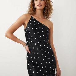 robes vintages rouges à pois basse taille courte froncée avec noir robe noire à pois blancs sans manches style décontracté