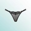 strings à pois origins tulle pailletés en noir culotte string détails dentelle noire fine et élégante transparence trouvai